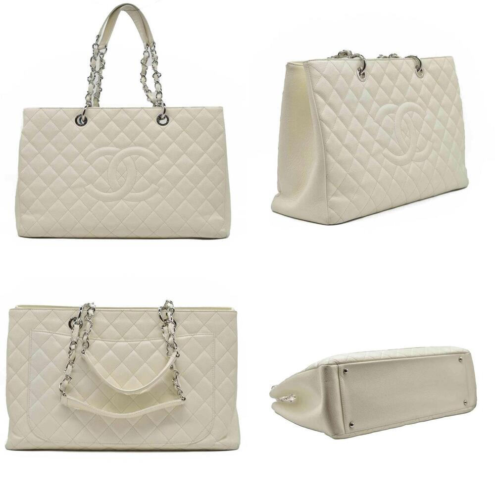 $3500 Chanel Caviar Quilted XL Grand Shopping Tote GST White - Picture 2 of 15
